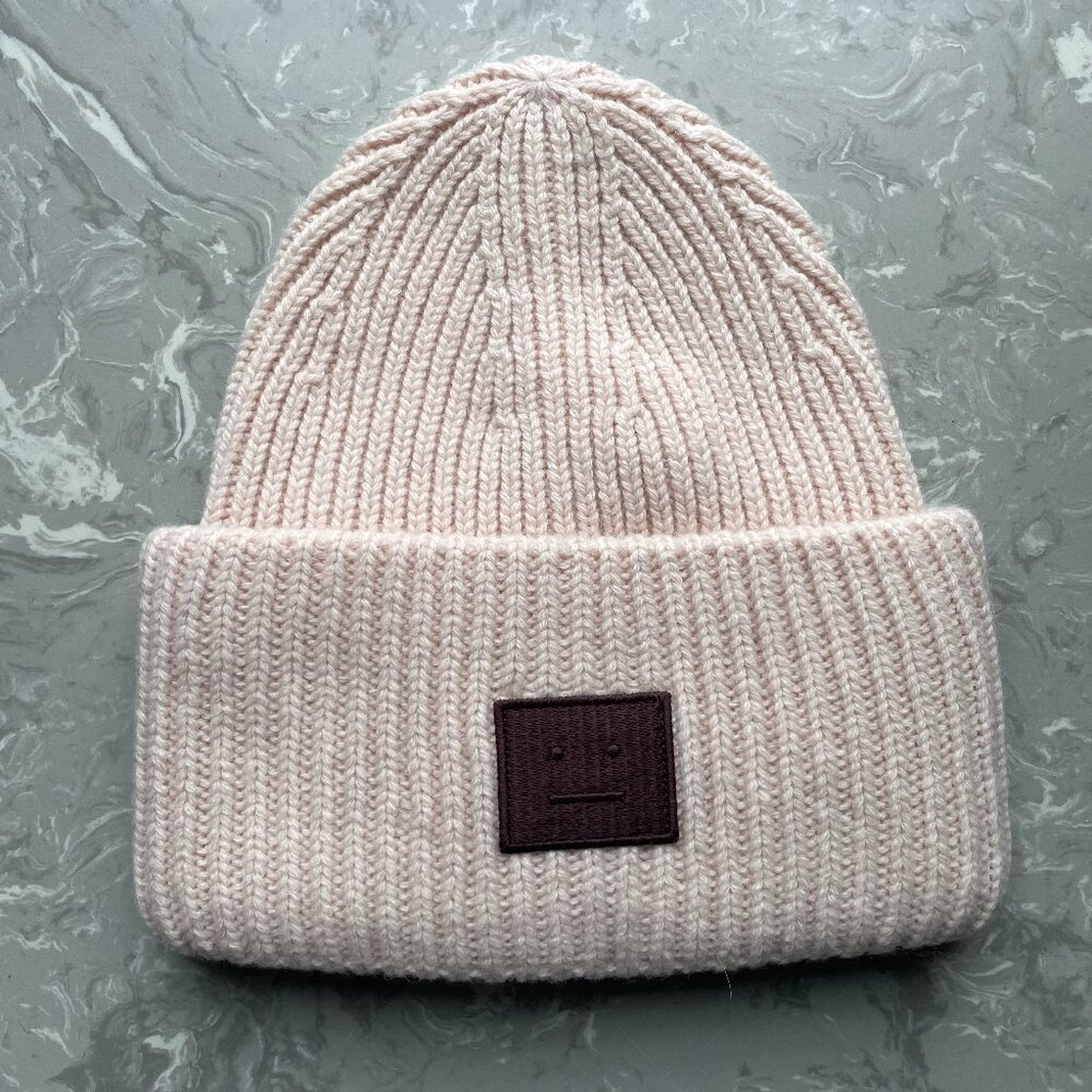 Acne Studios Wool Face Patch Beanie Soft Cream Kn… - image 1
